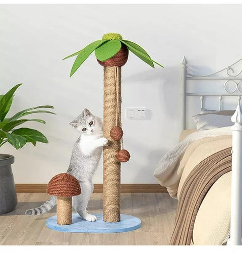 Cat palm/mushroom scratching post made of sisal.