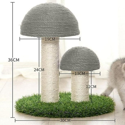 Cat mushroom scratching post made of sisal.
